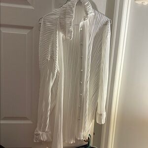 Commense Elegant White Pleated Top